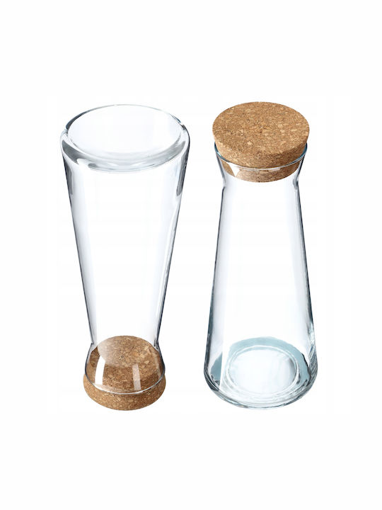 Kadax Glas Karaffe zum Servieren Wein 26.5cm mit Verschluss Transparent 1000ml 1Stück
