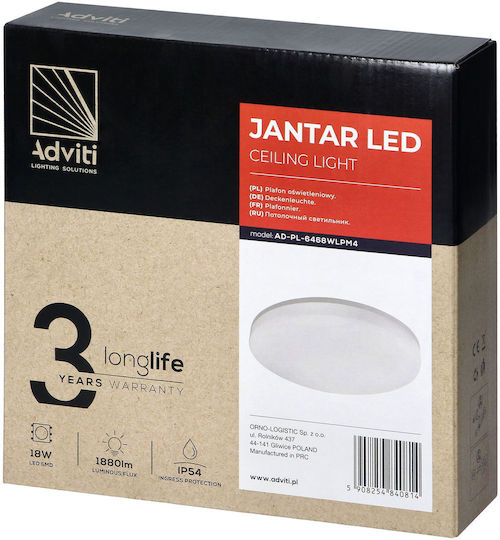 Adviti Plafonieră de Tavan Baie Albă cu LED Integrat