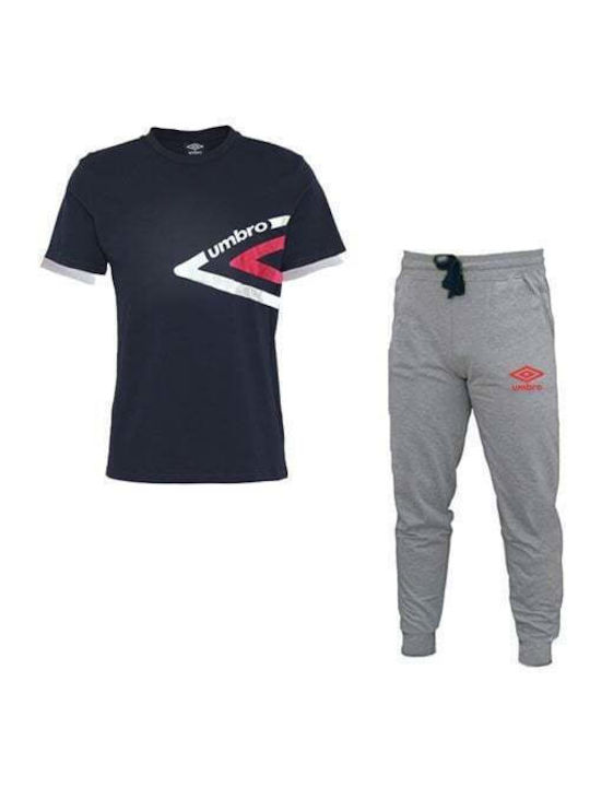 Umbro De vară Pijama de bărbați Din bumbac Blue/Grey