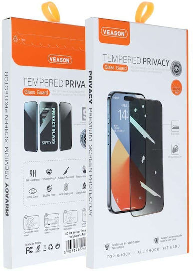 Veason Privacy Tempered Glass Black for iPhone 17e / 16e / 14 / 13 / 13 Pro Mobile Screen Protectors
