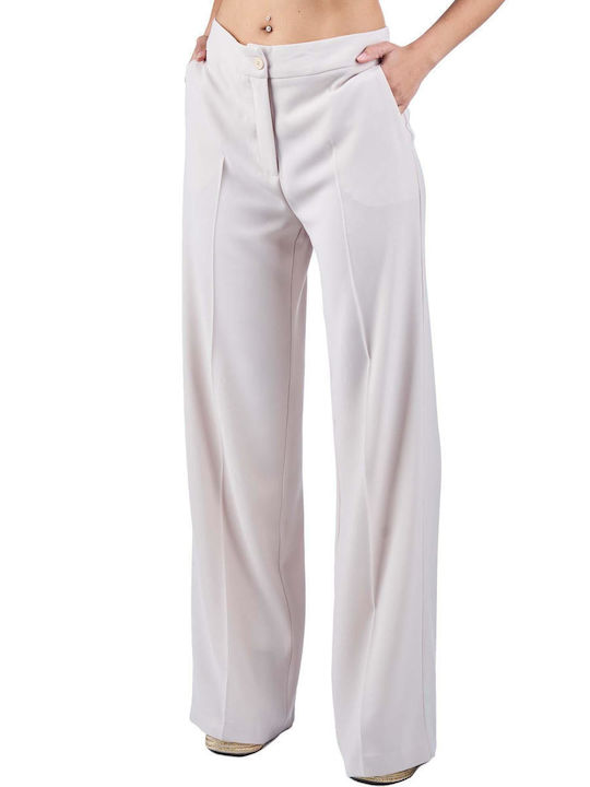 Access Women's High-waisted Fabric Trousers Beige