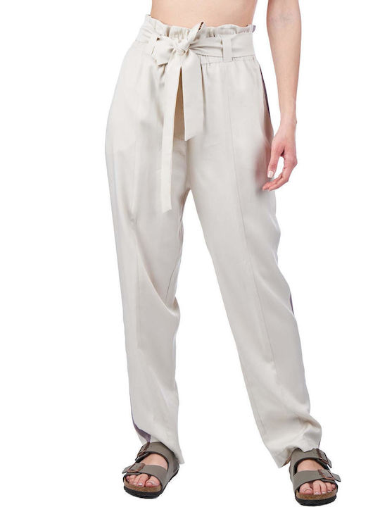 Access Women's High-waisted Fabric Trousers Beige