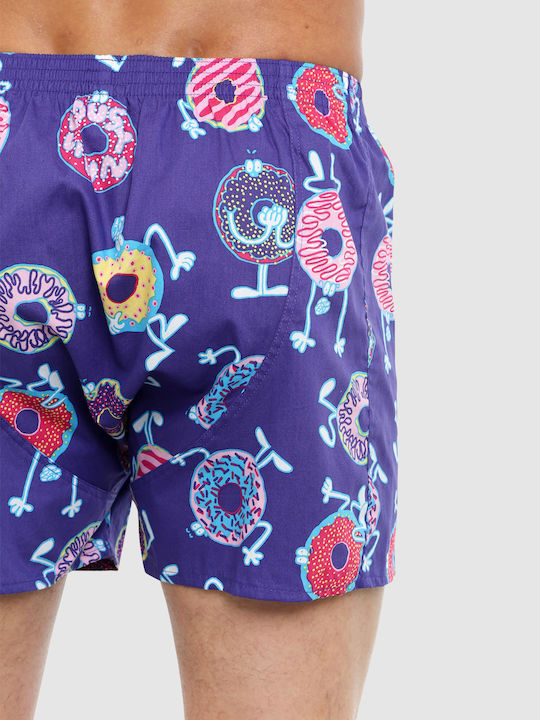 Donut Men's Boxer Purple with Patterns
