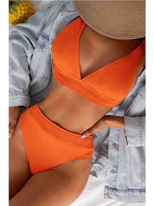 Set Bikini Ψηλόμεσο Πορτοκαλι