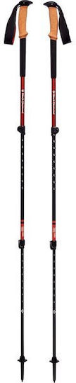 Black Diamond Pair of Telescopic Aluminum Fast Lock Trekking Poles with 3 Sections Trail Cork Red