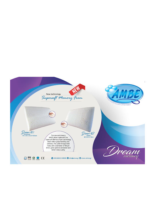 Amve Dream 42 Bed Pillow Memory Foam 60x40x15cm