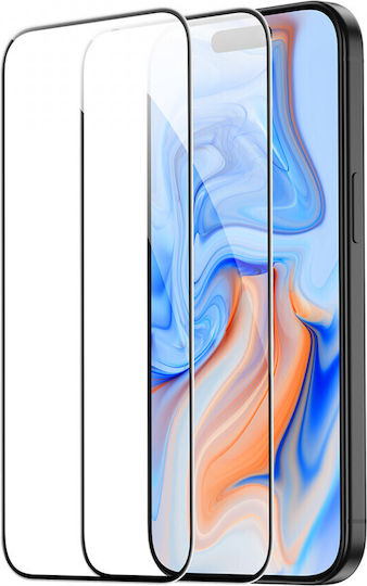 ESR Black Full Face Tempered Glass 2pcs Black (iPhone 15)