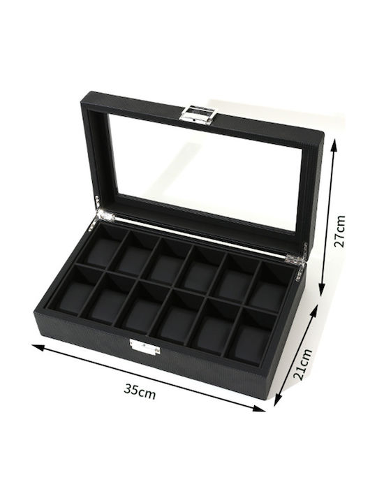 HuiXin Cutie din lemn cu capac transparent de culoare Negru HX-708