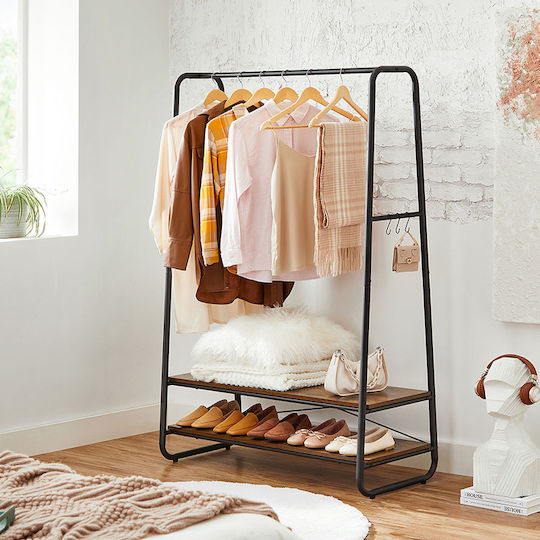 Entry Furniture with Shoe Rack Rustic Brown and Black 100x45x160cm