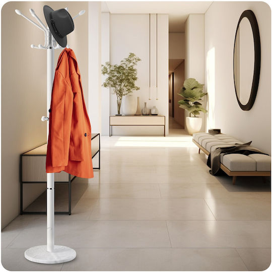 Massido Metallic White Freestanding Coat Rack Height 175cm