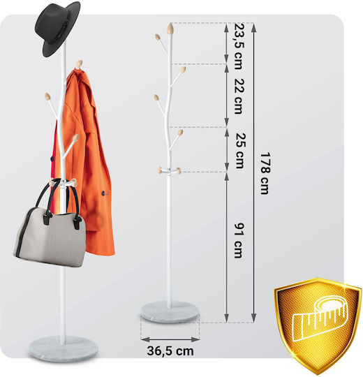Metallic Coat Rack White Massido 178cm