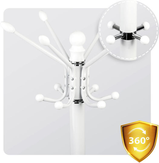 Massido Metallic White Freestanding Coat Rack Height 175cm