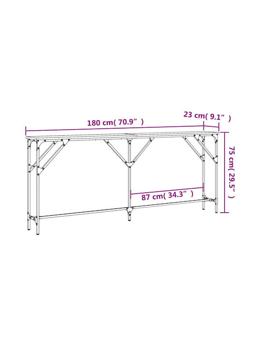 Wooden Console Table Oaks L180xW23xH75cm
