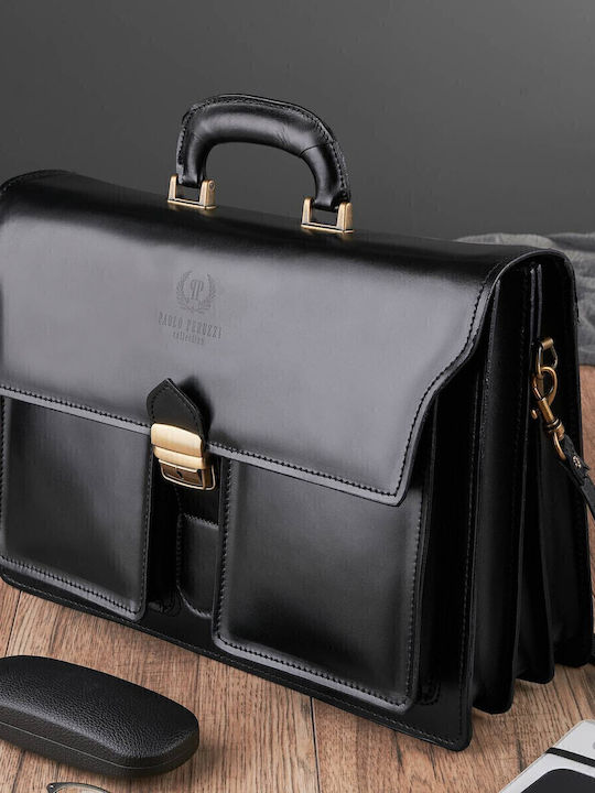 Leder Herrentasche Geldbörse Schwarz