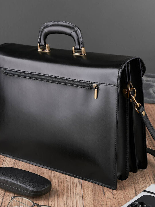 Leder Herrentasche Geldbörse Schwarz