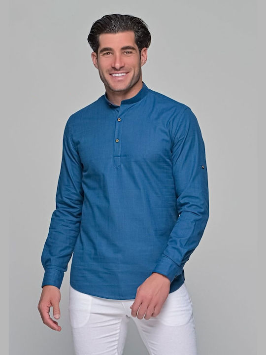 Kedi Men's Shirt Long Sleeve Blue