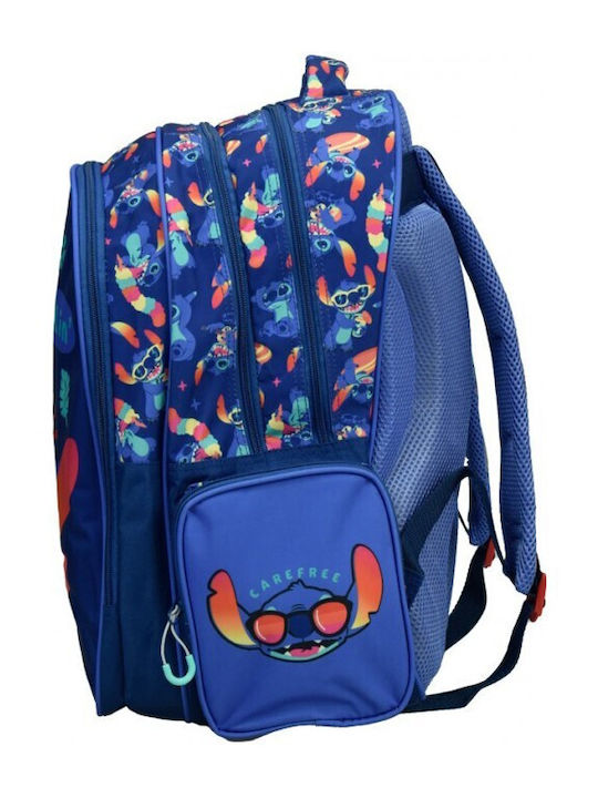 Gim Stitch Ghiozdan Școlar de Spate pentru Școala Primară Albastru cu Husă pentru Sticlă de Apă 27 Litri