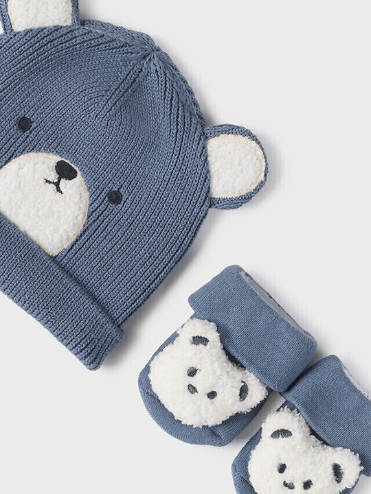 Kids Beanie Set with Gloves & Socks Knitted Blue 2pcs