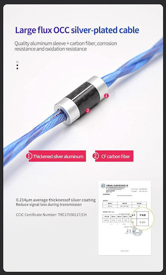 Kz Earphone Cable 498 Cores Occ Silver-Plated Cable