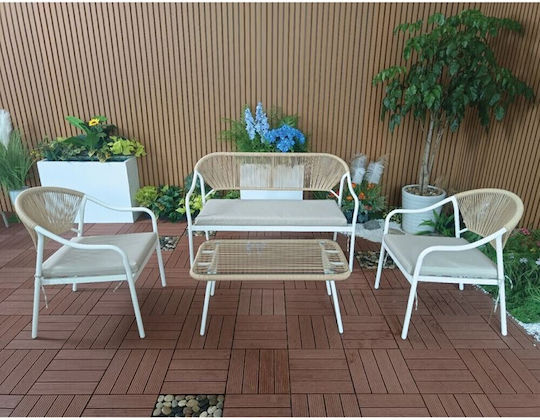 Woodwell Garten- und Outdoor-Möbelsets Palermo 4 Stück Weiß E257,1