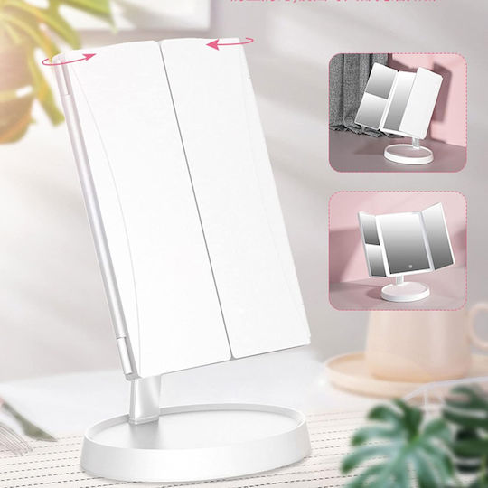 Home Use Καθρέπτης Μακιγιάζ Επιτραπέζιος με Φως Zoom x3 37x37cm Λευκός
