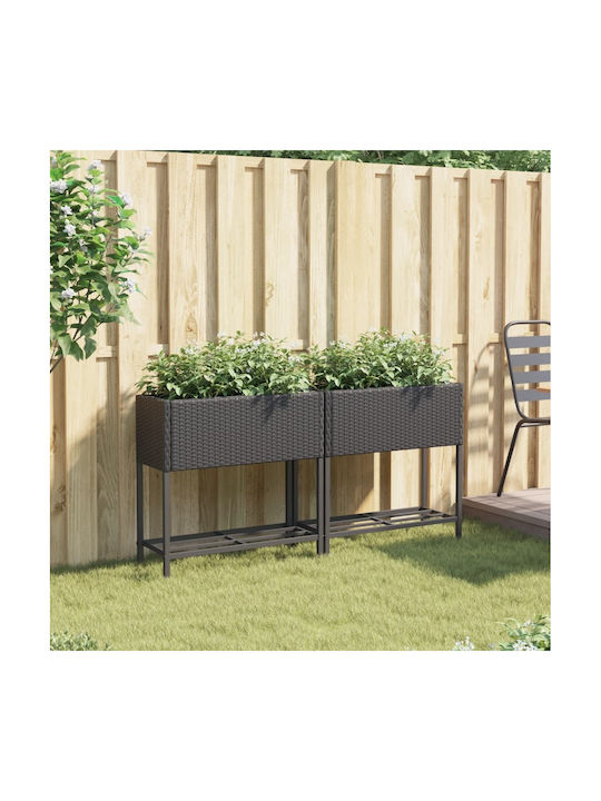 vidaXL Rafturi de grădină Set 2 Ghivece Plastice Black