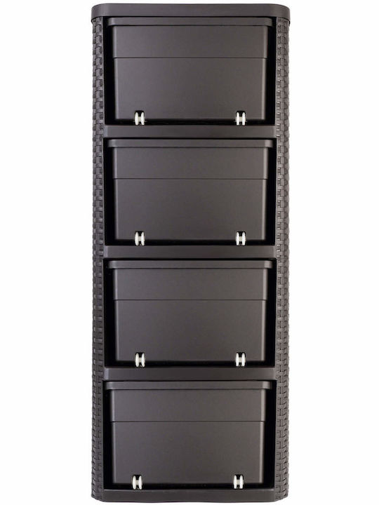 Curver Συρταριέρα Πλαστική 4 Θέσεων Καφέ 33x38x79cm