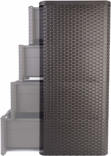 Curver Пластмасова Чекмеджиера С 4 Позиции Кафява 33x38x79см