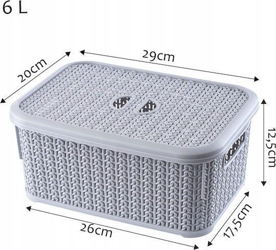 Kadax Plastic Cutie de Depozitare cu Capac Gri 6lt 1buc
