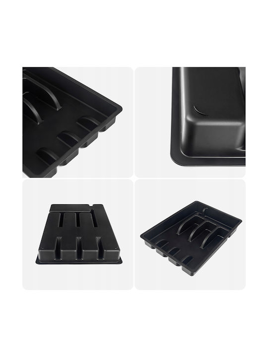 Kadax Organizator de bucătărie cu sertar din plastic pentru tacâmuri negru