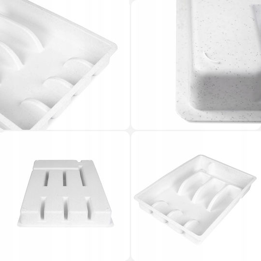 Kadax Besteckeinsatz für Schubladen Kunststoff 36x25x5,5 cm Weiß