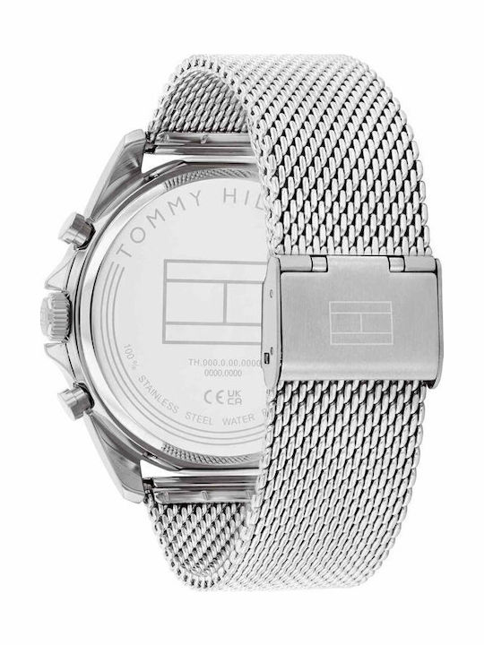 Tommy Hilfiger Baker Ceas Barbat Analogic/Digital 44mm Cronograf Cu Baterie Cu Brățară Argintie Din Oțel Inoxidabil