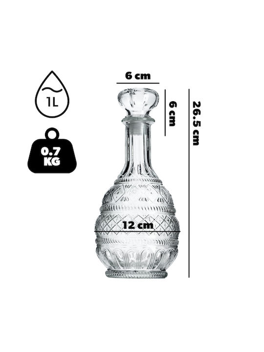 Kadax Crystal Карафа за Сервиране за Уиски 28бр с Тапа Прозрачна 1000мл 1бр