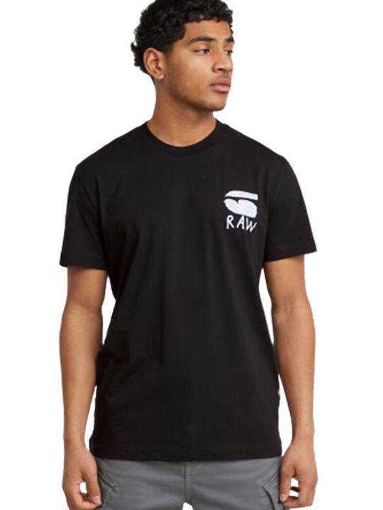 G-Star Raw T-shirt Bărbătesc cu Mânecă Scurtă Negru