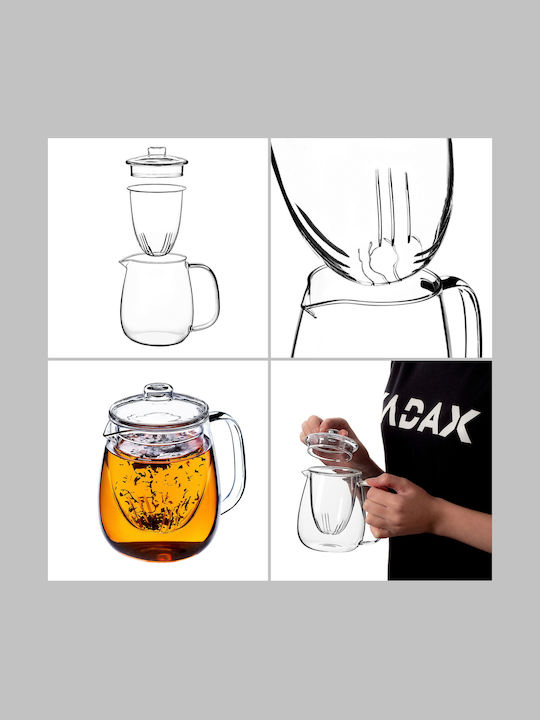 Kadax Ceainic cu Filtru Sticlă Transparent 600ml