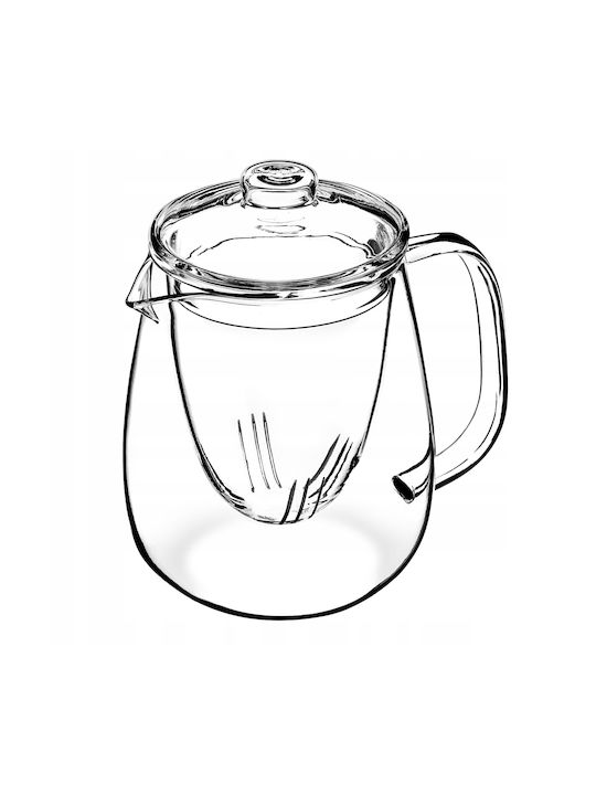 Kadax Ceainic cu Filtru Sticlă Transparent 600ml