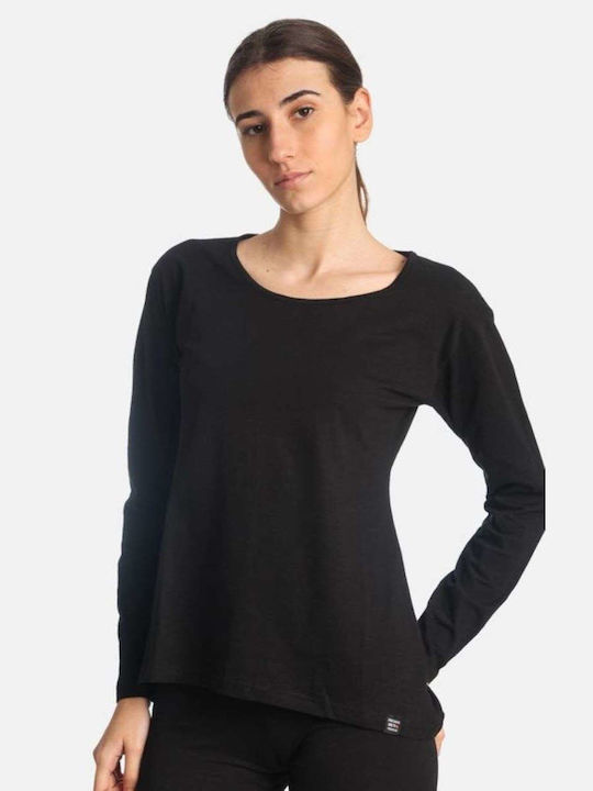 Paco & Co Damen Bluse Baumwolle Langärmelig Schwarz