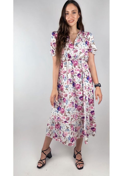 Mezzo Mezzo Midi Hemdkleid Kleid mit Schlitz Blumen