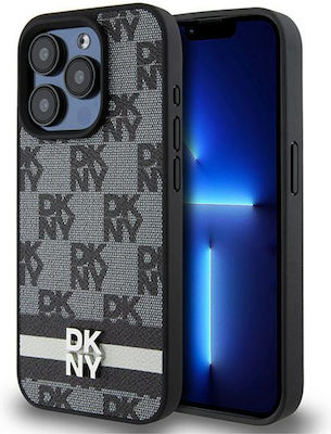 Dkny Pu Leather Checkered Pattern Stripe Case Iphone 15 Pro Max Black