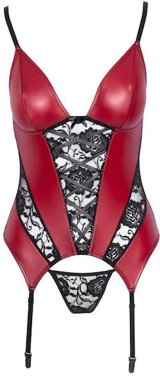 Cottelli Collection Sexy Σετ Εσωρούχων με Δαντέλα & Ζαρτιέρες Μπορντό