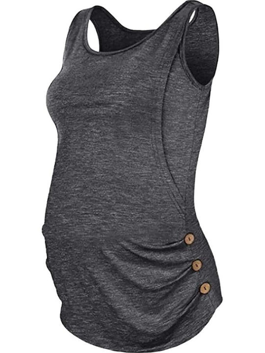 Sleeveless grey nursing blouse with buttons