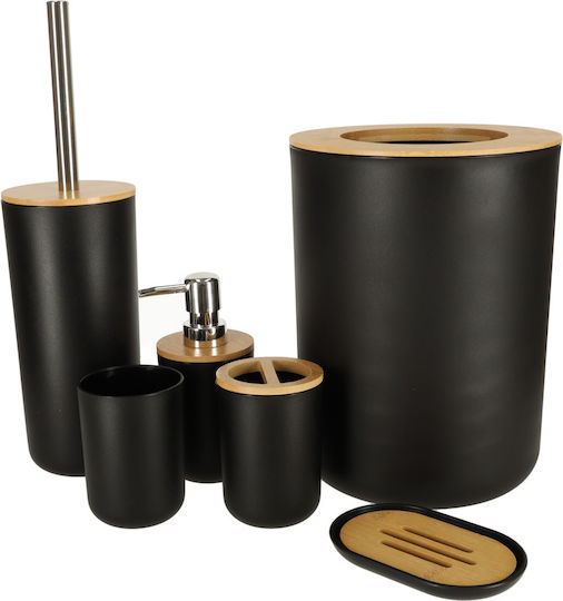 ikonka Set Accesorii Baie Plastic Negru 6buc