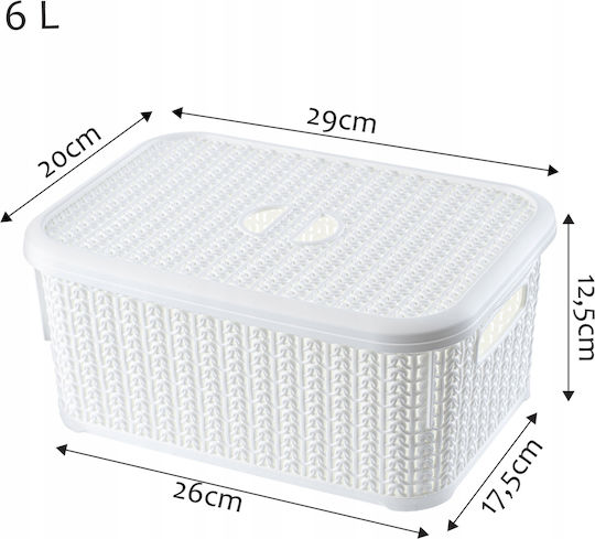 Kadax Storage Basket Plastic with Lid White 6lt 1pcs Kadax Storage Basket Plastic with Lid White 6lt 1pcs