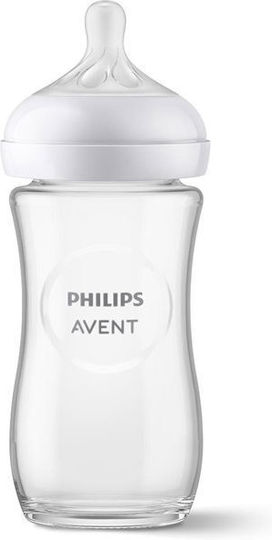 Philips Glass Baby Bottle Natural Response Anti-colic with Silicone Teat for 1+ Months White 240ml