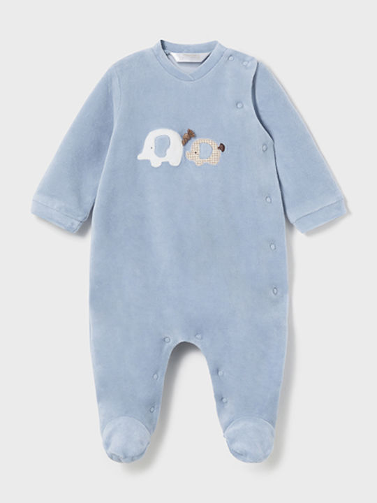 Mayoral Baby Bodysuit Set Long-Sleeved Velvet Light Blue 2pcs