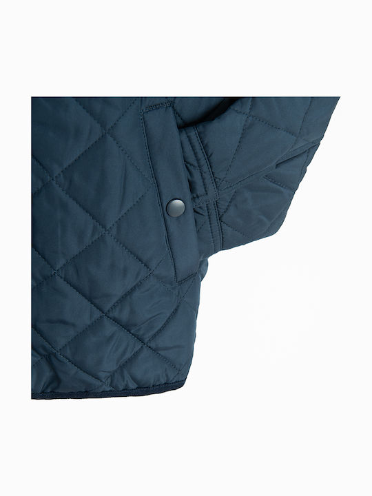 Kids Casual Short Hooded Blue Coat
