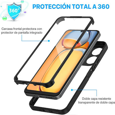 Techsuit Acoperire completă 360 Sticlă călită Set cu Sticlă Negru (Xiaomi Redmi 13C 4G)