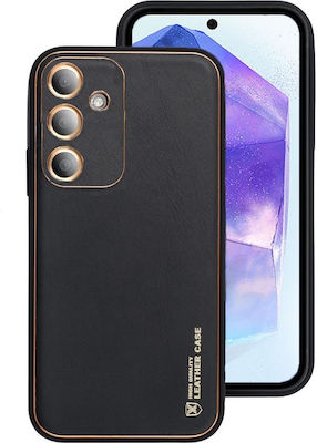 Umschlag Rückseite Leder / Synthetisches Leder Schwarz (Samsung Galaxy A55 5G)