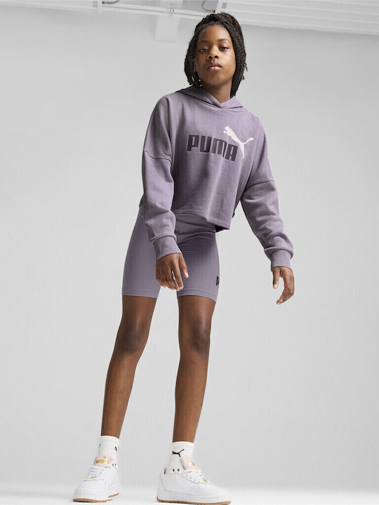 Παιδικό Φούτερ Cropped με Κουκούλα και Τσέπες Pale Plum