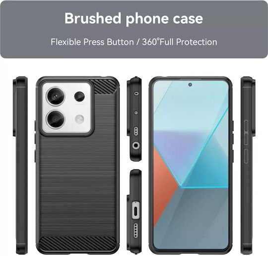 Hurtel Carbon Umschlag Rückseite Silikon Schwarz (Redmi Note 13 5G -> Redmi Note 13 5G)